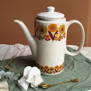 Tetera Excelsior Diseño Floral Naranja Vintage