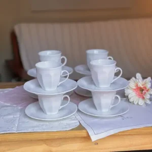 Juego de Té de Porcelana Blanco Liso