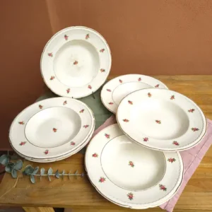 Plato Hondo Swinnertons Inglés Rivete Dorado y Rosas Pequeñas