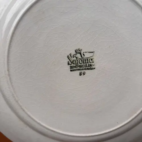 Plato Postre Sajonia Borde Dorado Flores en el Centro - Image 2