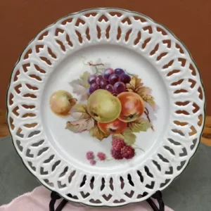 Plato Postre Borde Calado con Detalle Frutales