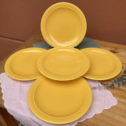 Plato Postre Amarillo Liso Cerámica
