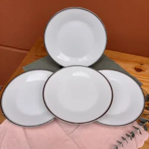Plato Postre Noritake Blanco Borde Plateado Japonés