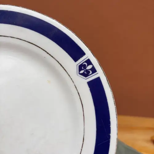 Plato Postre By Safir Blanco Borde Azul - Image 2