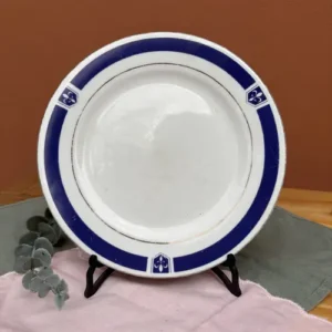 Plato Postre By Safir Blanco Borde Azul