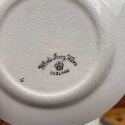 Plato Postre Woods Ivory Ware Inglés Hueso Bordes Azul y Naranja - Image 2