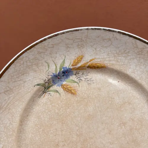 Plato Postre Hartford Ribetes Dorados con Flores Azules - Image 3