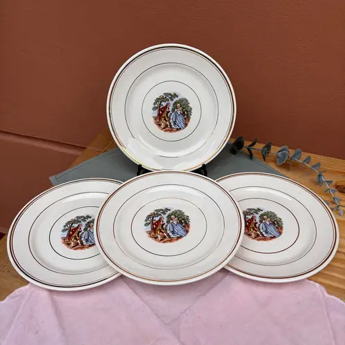 Plato Postre Lozalit Escena Galante Central Birola Dorada