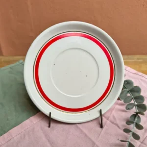 Platito de Porcelana Hartford Líneas Rojas internas y Doradas
