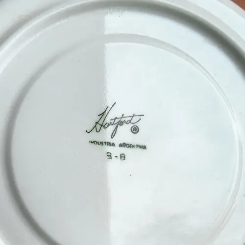 Platito de Porcelana Hartford Líneas Rojas al borde y Doradas - Image 2