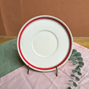 Platito de Porcelana Hartford Líneas Rojas al borde y Doradas