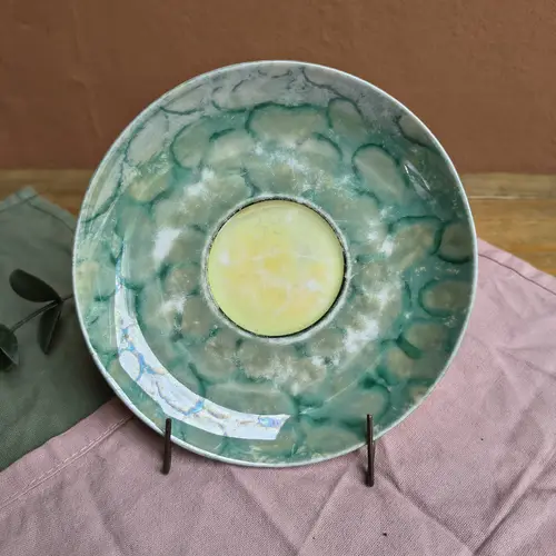 Platito de Loza Alemania Pintado Verde Tornazolado