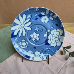 Platito de Porcelana Marly Azul Con Flores Blancas