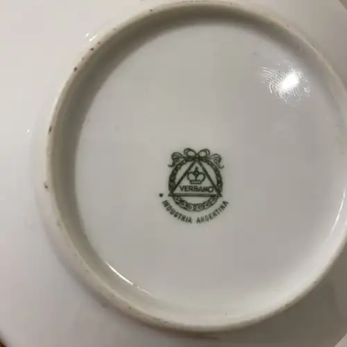 Platito de Café Verbano Dalias pintadas, relieve desde centro y borde dorado - Image 2