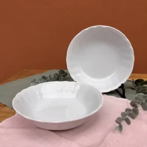 Compotera de Porcelana Tsuji Línea 1800 Blanco Con Bordes