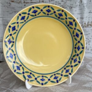 Plato de Postre Vintage de Cerámica Amarilla con Guarda Mediterránea (16,5 cm)