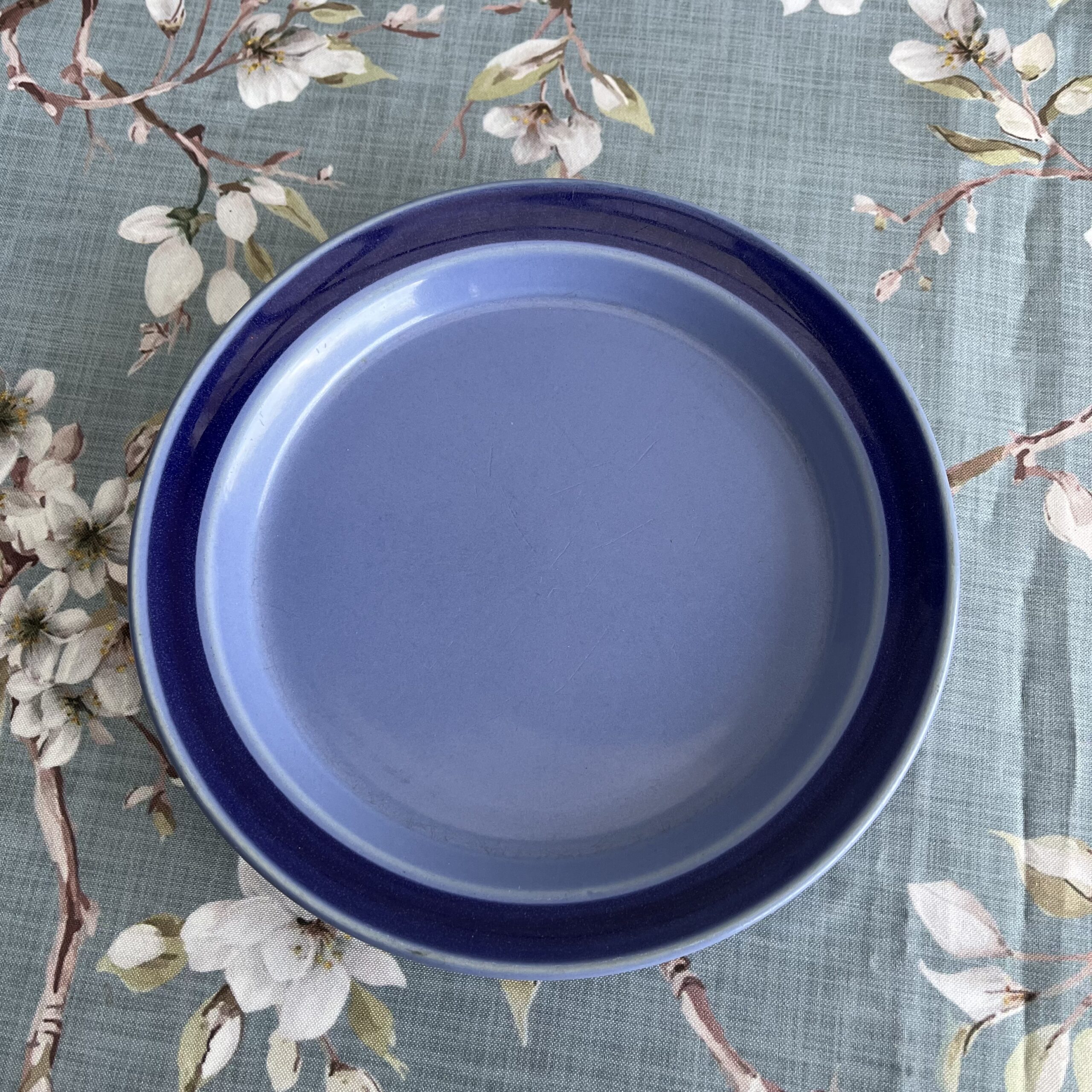 Plato de Postre Vintage de Cerámica Azul Marino Bicolor (20 cm)