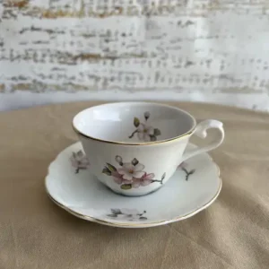 Duo de Café Vintage de Porcelana Verbano con Flores de Cerezo Rosa (100cc)