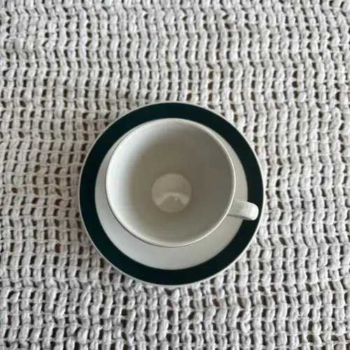 Duo de Café Vintage de Loza Manchester con Banda Verde Inglesa (90cc) - Lote de 4 duos - Image 3