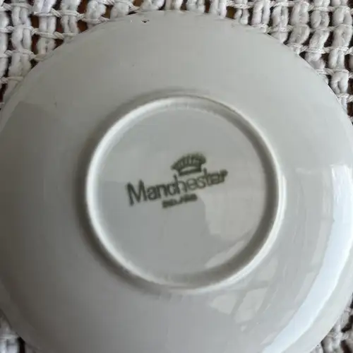 Duo de Café Vintage de Loza Manchester con Banda Verde Inglesa (90cc) - Lote de 4 duos - Image 2