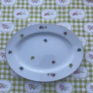 Gran Fuente Ovalada Vintage de Porcelana con Flores Multicolor (31x23 cm)