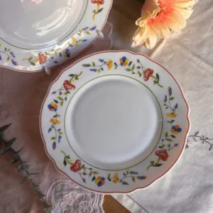 Plato de Postre Vintage de Vidrio Arcopal con Flores Multicolor (19 cm)