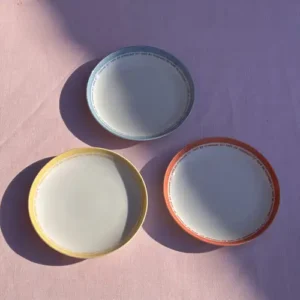 Lote x 3 Platos de Postre Vintage de Porcelana Colores (15 cm)